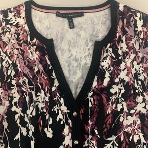 White House black market medium 3/4 sleeve black and purple sweater